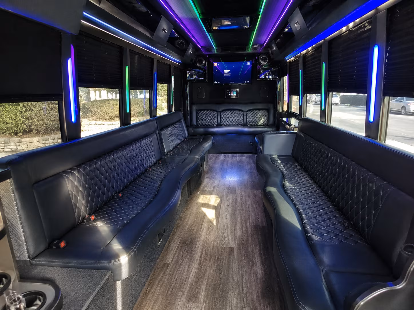 cedar park 15 passenger party bus interior
