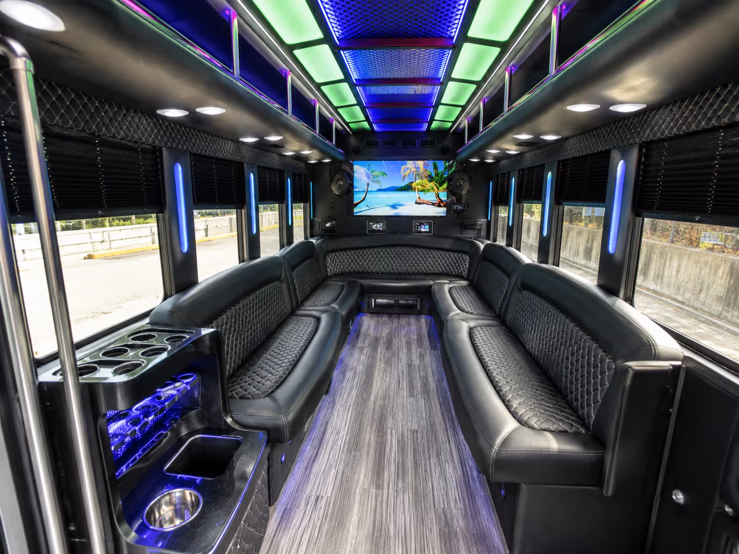 cedar park 18 passenger party bus inside