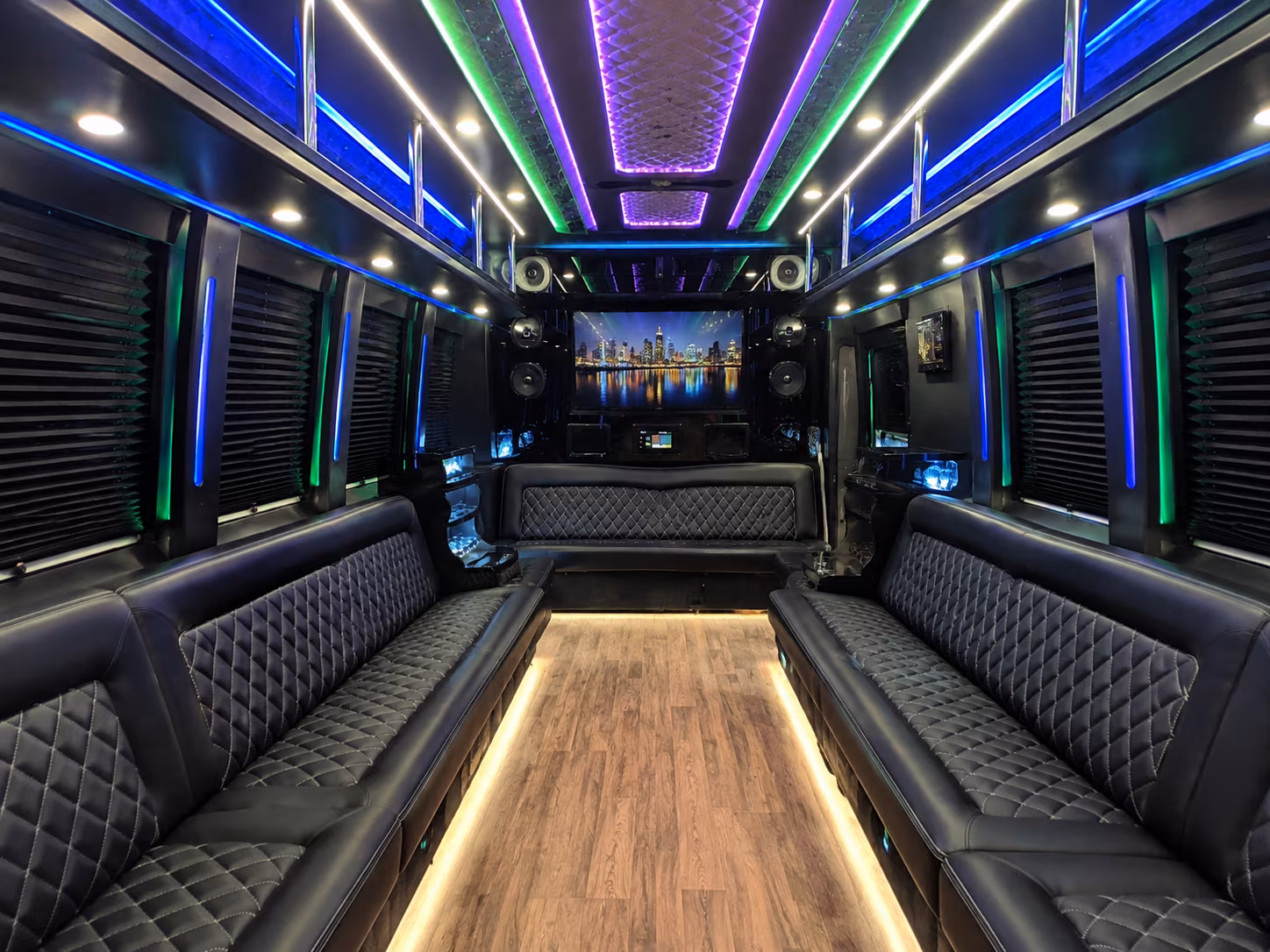 cedar park 25 passenger party bus interior