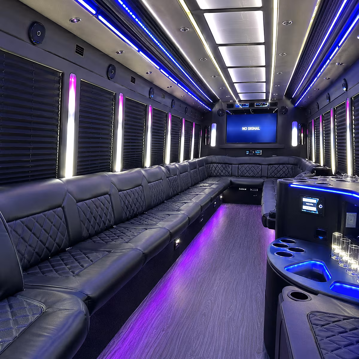 cedar park 30 passenger party bus inside